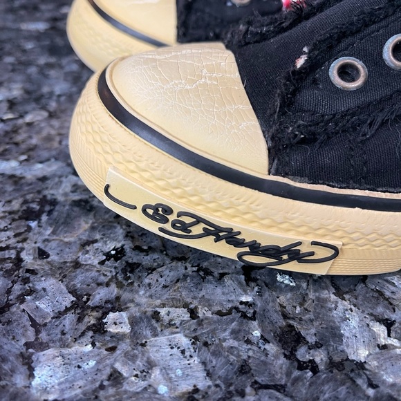 Ed Hardy Black Canvas Sneakers Vintage Y2K Low Rise Laceless Street Size 6 - Picture 5 of 14